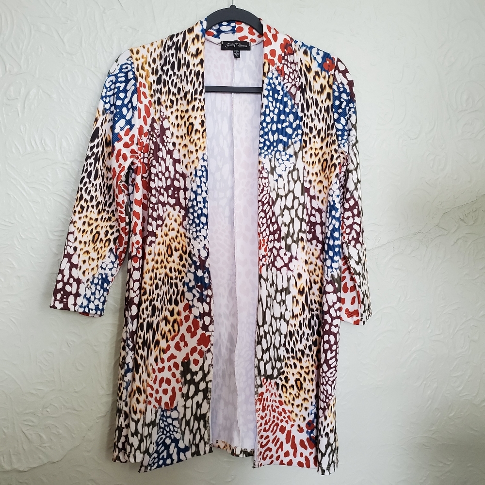 Slinky Brand Multi Color Animal Print Cardigan